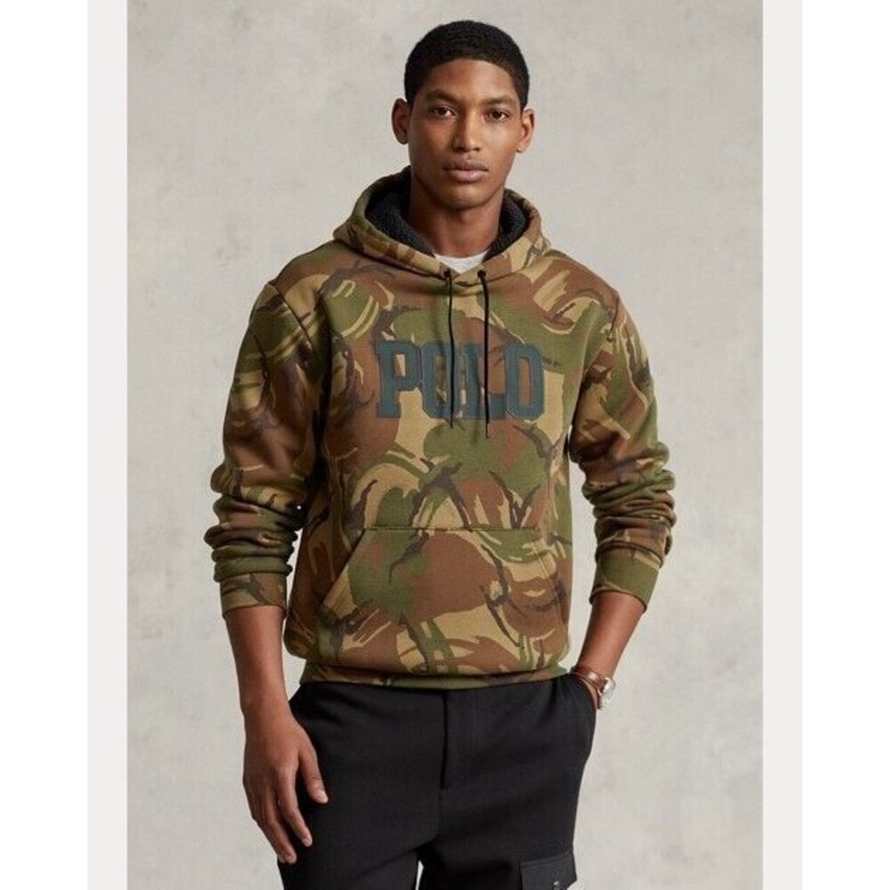 Polo Ralph Lauren Mens Logo Double-Knit Fleece British Elmwood Camo Size XL.